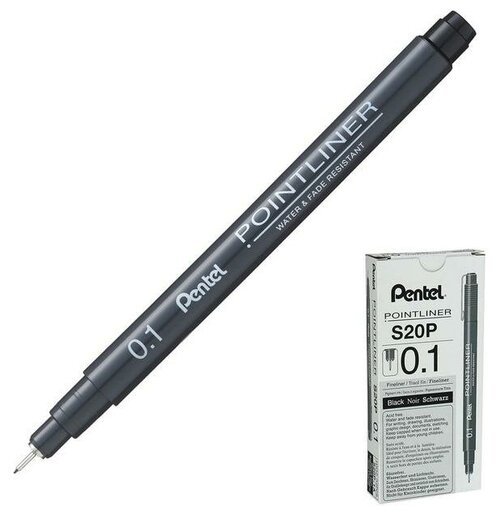 Ручка капиллярная Pentel Pointliner 0.1 мм, чернила черные S20P-1A