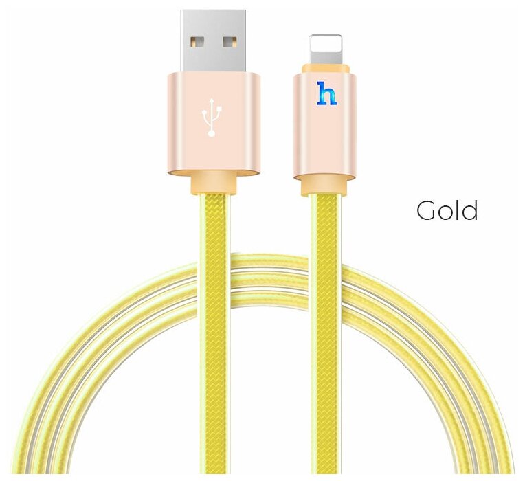 Кабель USB HOCO UPL12 Metal Jelly, USB - Lightning, 2.1А, 2 м, золотой