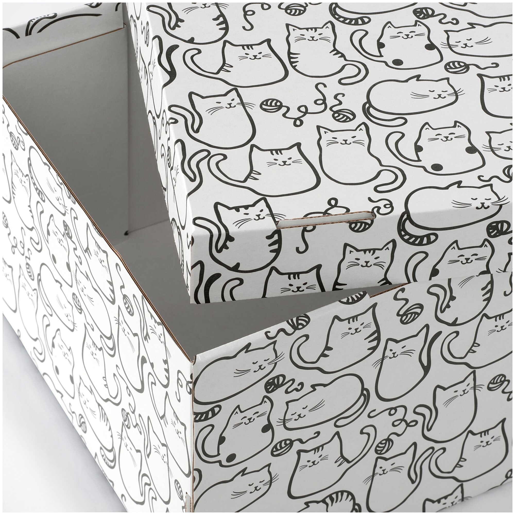 Коробка для хранения ИКЕА СМЕКА, 66х26х17 см, белый/кот - фотография № 2