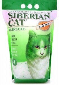 Наполнитель Сибирская Кошка Элитный ЭКО зеленый впитывающий силикагель без запаха 1,8кг 4 л