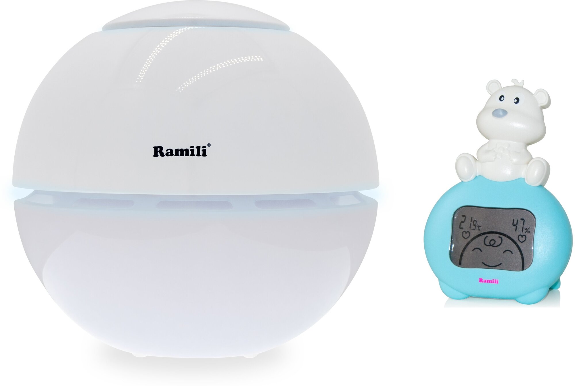 Комплект Ультразвуковой увлажнитель воздуха Ramili + Гигрометр-термометр (2 в 1) Ramili