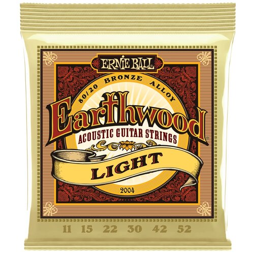 фото Ernie ball 2004 earthwood 80/20 bronze light 11-52 струны для акустической гитары