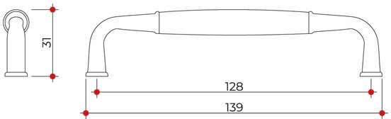 Ручка мебельная скоба 128 мм бронза + фарфор слоновая кость (комплект 2 шт.) - фотография № 5