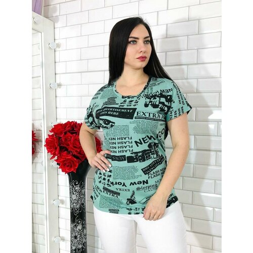 Футболка T-WINS, размер 50, черный, зеленый