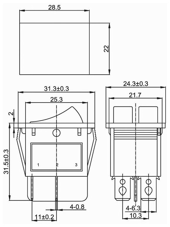 Клавиша 250V 15А ON-OFF (6с) желтый с подсветкой, двойной, REXANT - фотография № 2