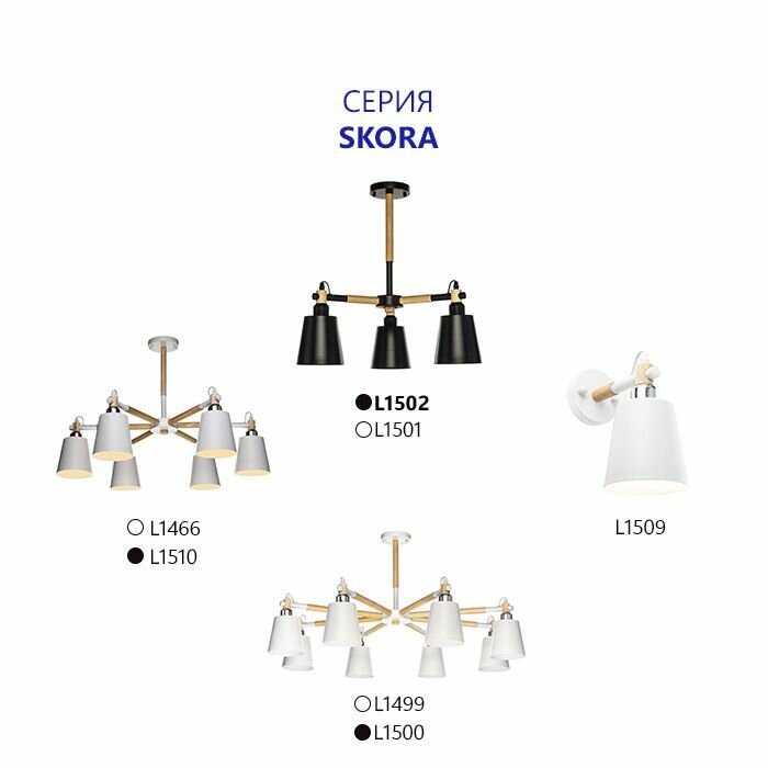 люстра потолочная LAMPLANDIA Skora black 3x40Вт E27 металл черная - фото №2
