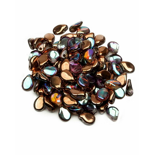 Стеклянные чешские бусины, Pip Beads, 5х7 мм, цвет Crystal Copper Rainbow, 100 шт.