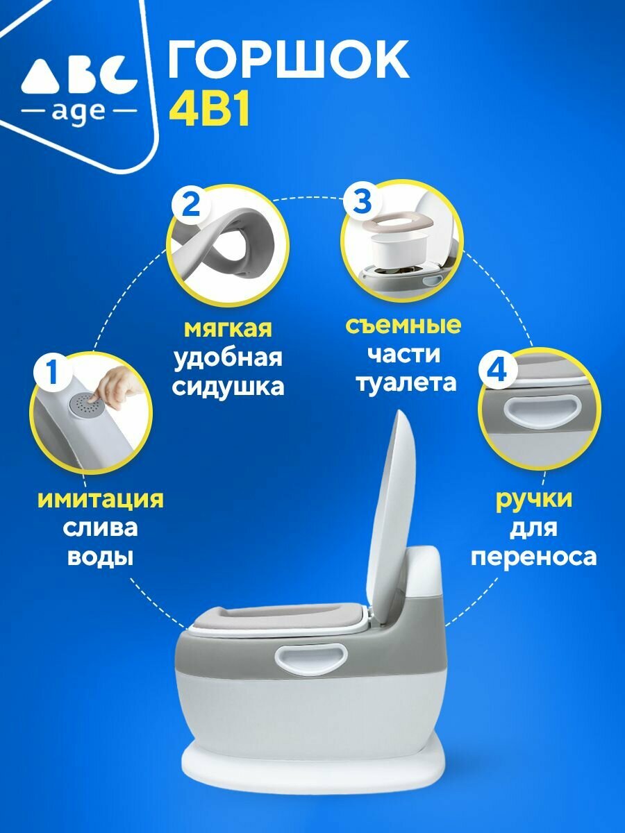 Горшок детский, унитаз с мягким сиденьем напольный биотуалет abcAge — фото 1