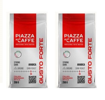 Кофе молотый Piazza del Caffe Gusto Forte, 2шт по 250 г, металлизированный пакет