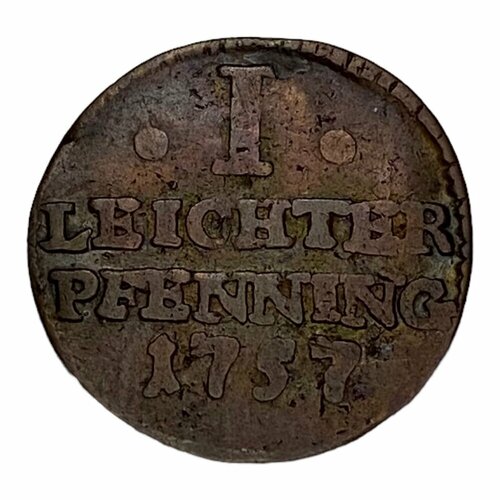 Германия, Гослар 1 пфеннинг 1757 г. 1748 монета германия гослар 1748 год 1 пфеннинг дева мария медь vf