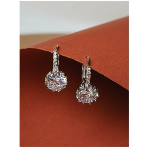 Серьги Kyle, искусственный камень, размер 10 мм, серебряный