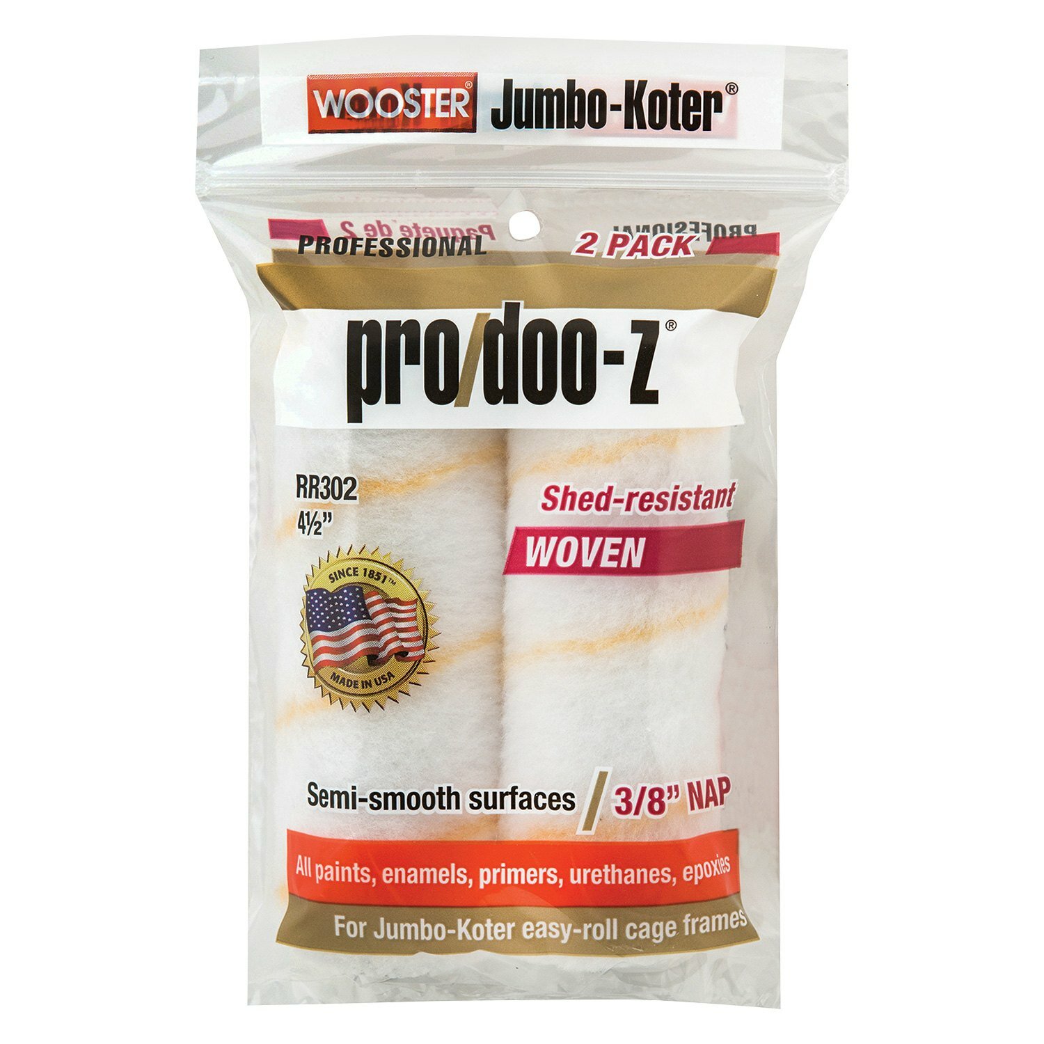 Wooster Мини валики JUMBO-KOTER PRO/DOO- Z (RR302-4 1/2, ширина 11,43см, ворс 0,95см)