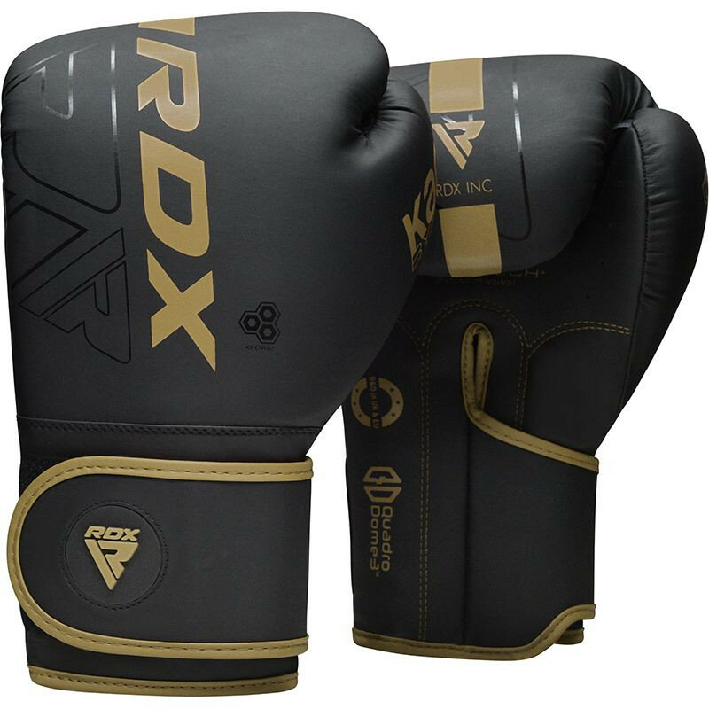 Боксерские перчатки RDX F6 14oz черный/золотой матовый