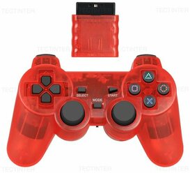 Беспроводной геймпад, джойстик Wireless, для игровой приставки Sony Playstation 2 и ПК, красный кристалл