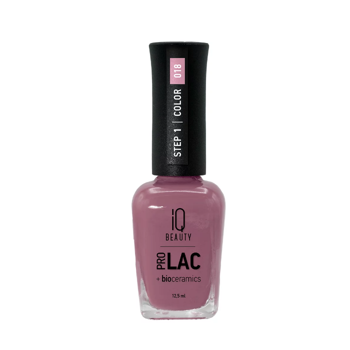IQ Beauty №018 Purple lavender - Айкью Бьюти Лак для ногтей профессиональный укрепляющий с биокерамикой №018 (лиловый), 12,5 мл -