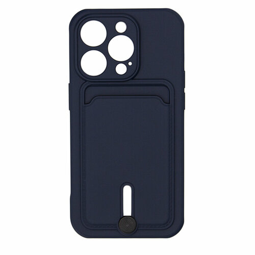 Чехол для iPhone 14 Pro с отделением для карт Button Card Case темно-синий чехол для iphone 12 pro max с отделением для карт button card case темно синий