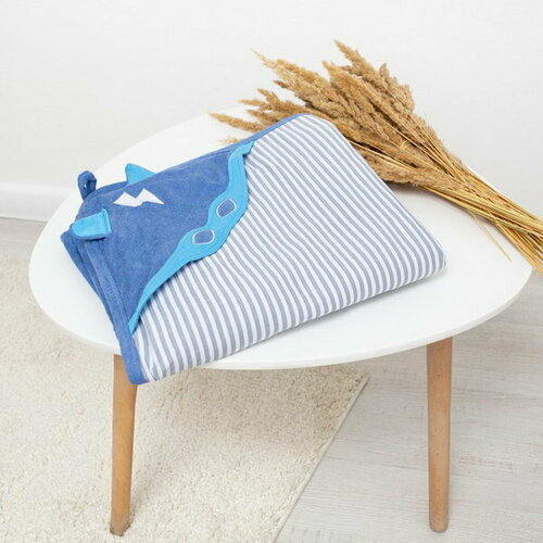 Полотенце уголок детское размер 90х90 цвет тёмно-голубой махра 100 хлопок 1176₽