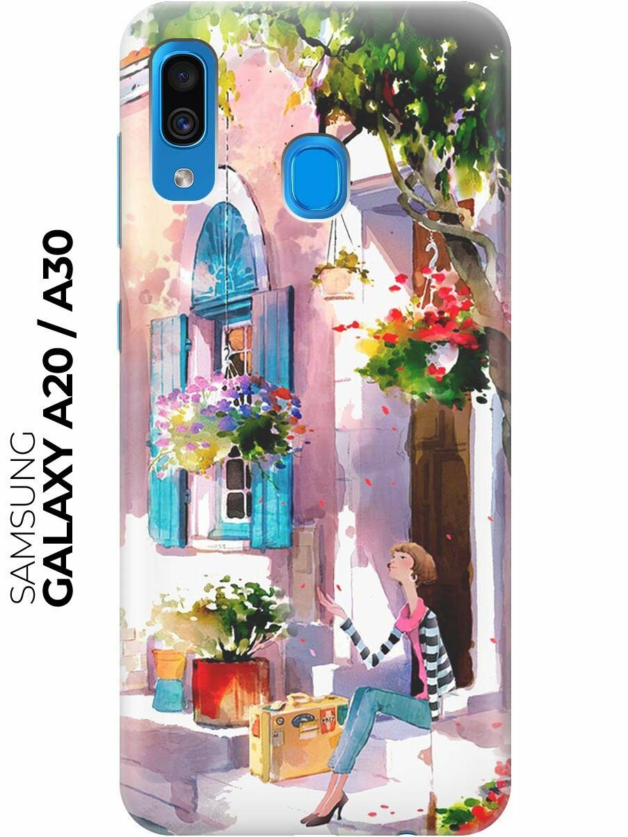 Cиликоновый прозрачный чехол ArtColor для Samsung Galaxy A20 / A30 с принтом "Девочка на цветущей улочке"