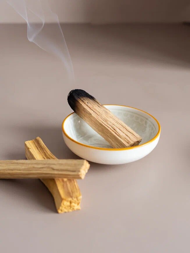 Подарочный набор Блюдце подставка для Пало Санто + 3 палочки Palo Santo (Пало Санто), Подарочный набор для медитаций и окуривания пространства