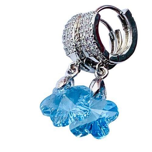 Серьги с подвесками , кристаллы Swarovski, размер/диаметр 25 мм, голубой, серебряный