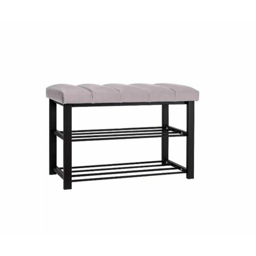 Обувница в прихожую с сиденьем узкая металлическая 6 пар