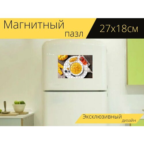 Магнитный пазл Питание, тарелка, здоровый на холодильник 27 x 18 см. стол питание тарелка здоровый 65x65 см кухонный квадратный с принтом