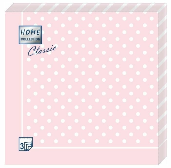 Home Collection Салфетки Classic, 3 слоя, 33 х 33 см, Розовая скатерть в горошек, 20 шт