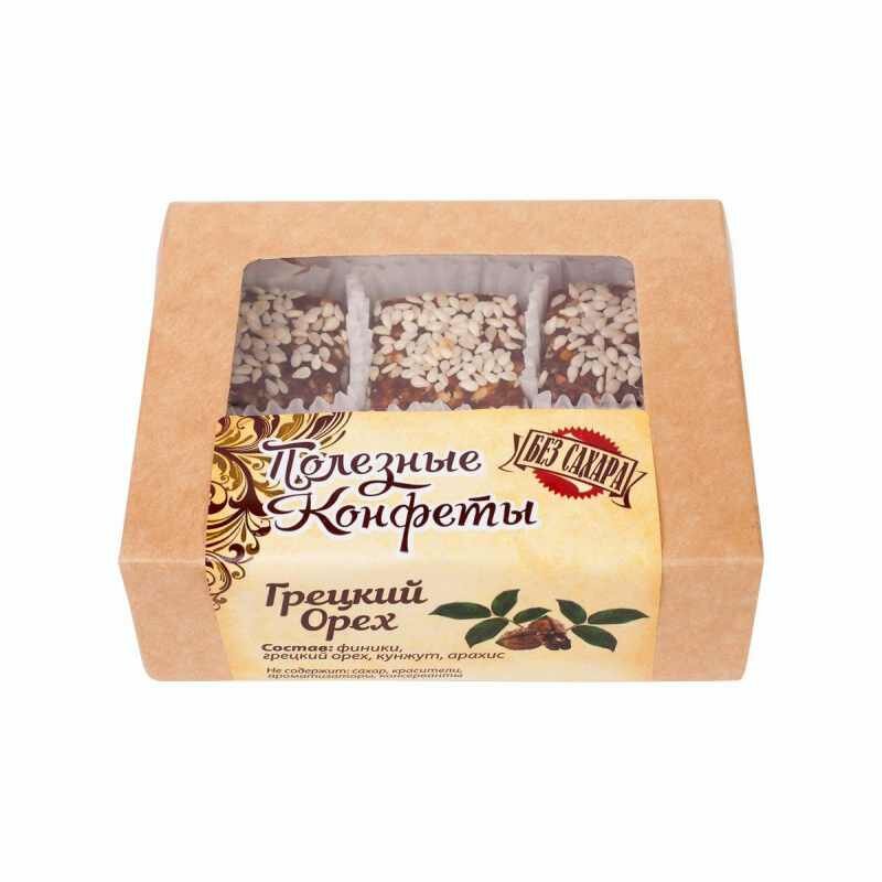 Конфеты полезные Грецкий орех (без сахара), 100гр ко-гре-100 - фотография № 1