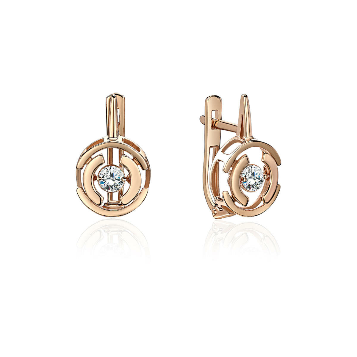 Серьги Эстет, красное золото, 585 проба, фианит