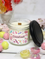 Свеча ароматическая с деревянным фитилем Cherriess - Карамельные конфеты, 125 мл.