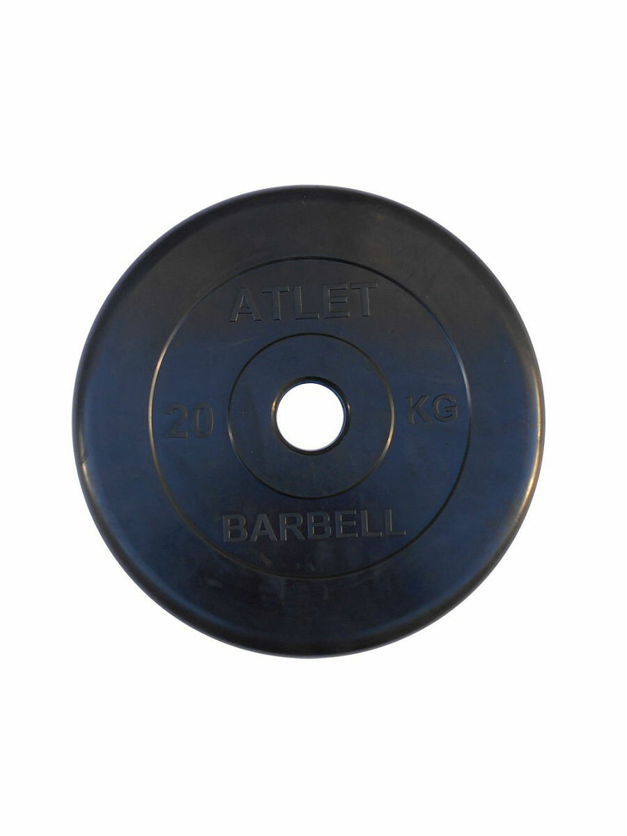 Диск обрезиненный черный Atlet Barbell d-26 20 кг