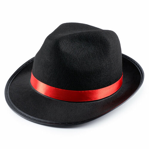 Шляпа Мафиози, фетр, Черный/Красный, 1 шт.