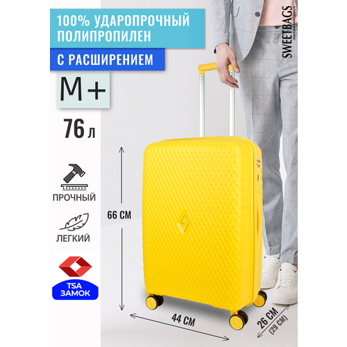 фото Чемодан , 76 л, размер m+, желтый sweetbags