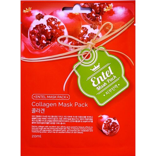 Тканевая маска с вытяжкой граната и коллагеном Entel Pomegranate Collagen Mask Pack, 20 ml
