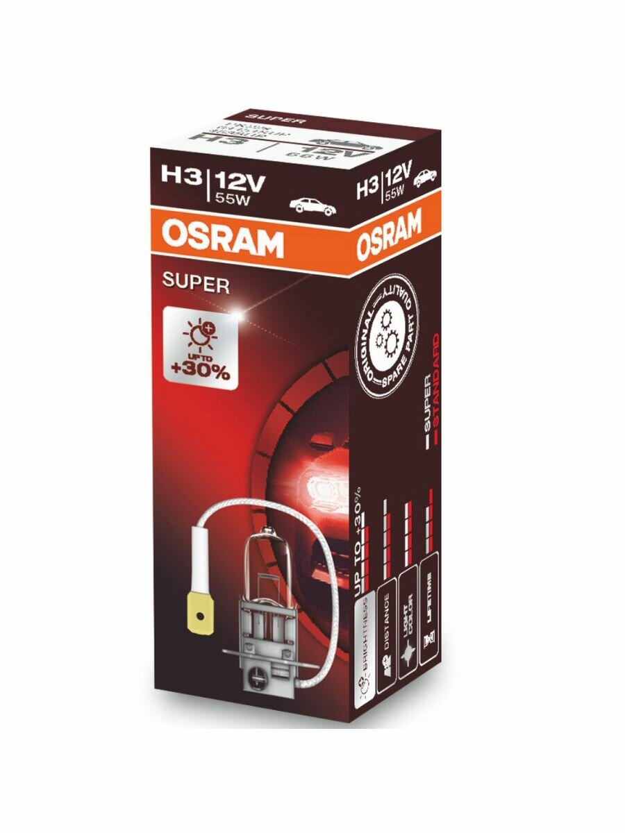 Галогенная лампа Osram H3 (55W 12V) Super 1шт