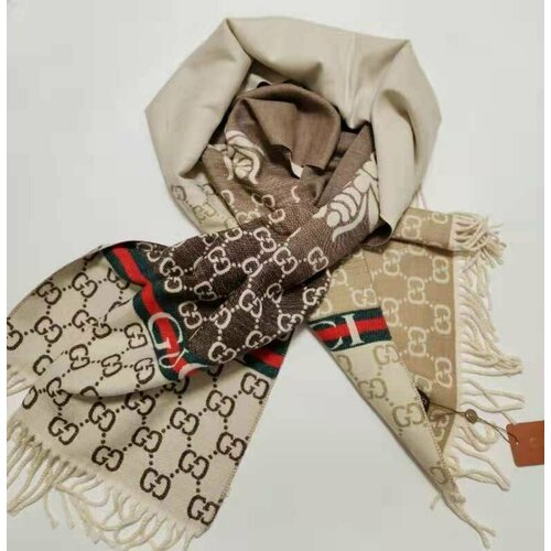 фото Шарф , one size, красный, коричневый интересно и красиво