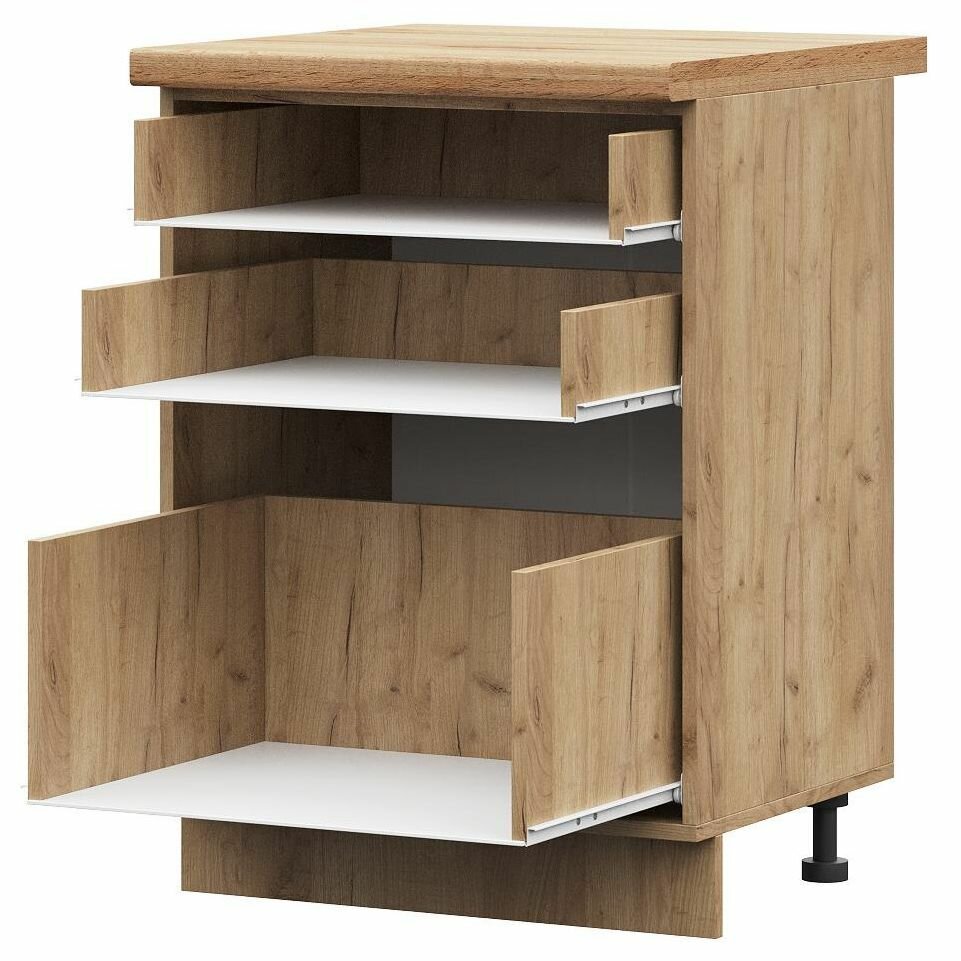 фото Корпус ШН3Я 600 шкаф нижн с 3 ящ - Белый, Без столешницы