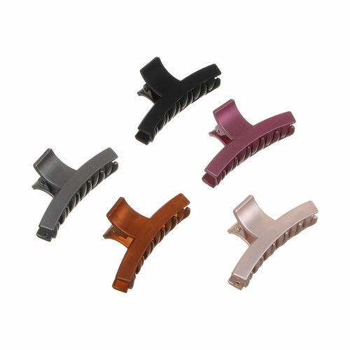 Всёгазин Краб для волос, пластик, 6см, 5 цветов, ВГ22-54, 12 штук