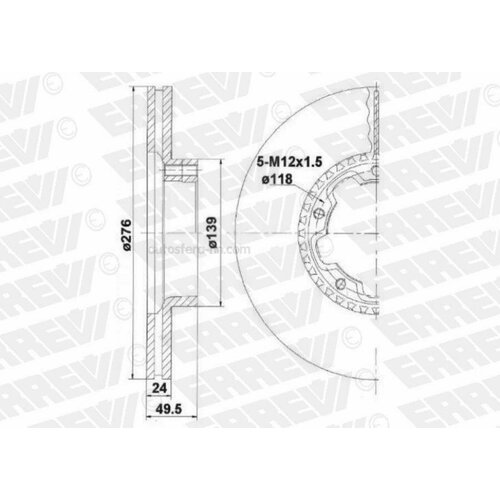 ERREVI 713695 Тормозной диск Nissan CABSTAR 120 3791₽