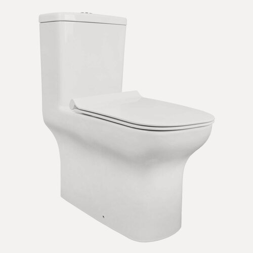 Изображение товара Унитаз напольный моноблок с бачком безободковый с быстросъемным сиденьем микролифт Creo Ceramique ON0102