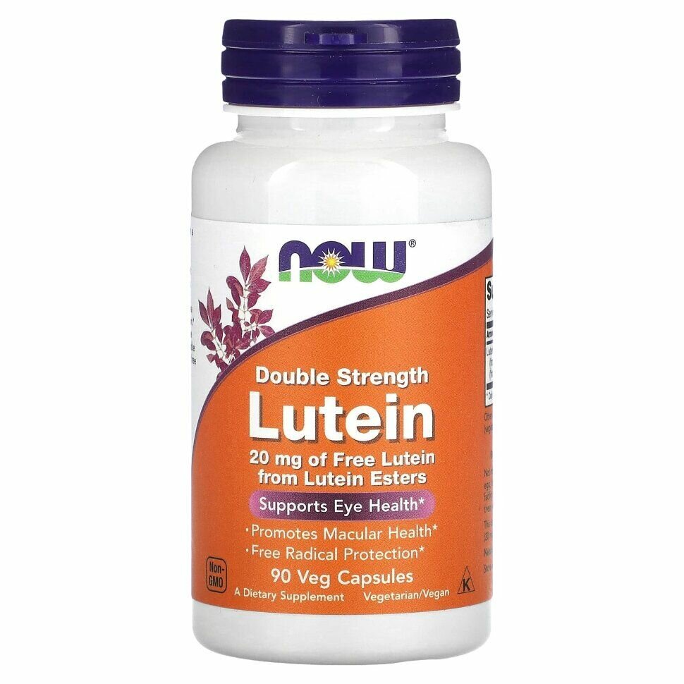 НАУ Лютеин Двойная Сила 20 мг NOW Lutein Double Strength 20 mg 90 вег капс