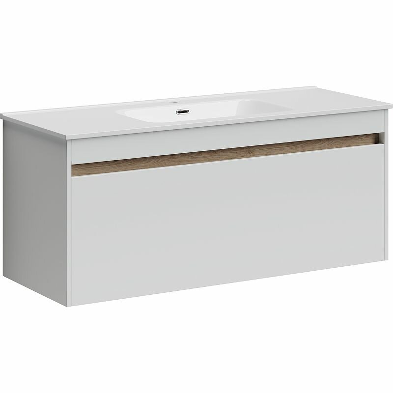 фото Тумба подвесная SANCOS Smart 1190х450х500, c двумя ящиками оснащенными доводчиками, белый глянец, SM120-1W