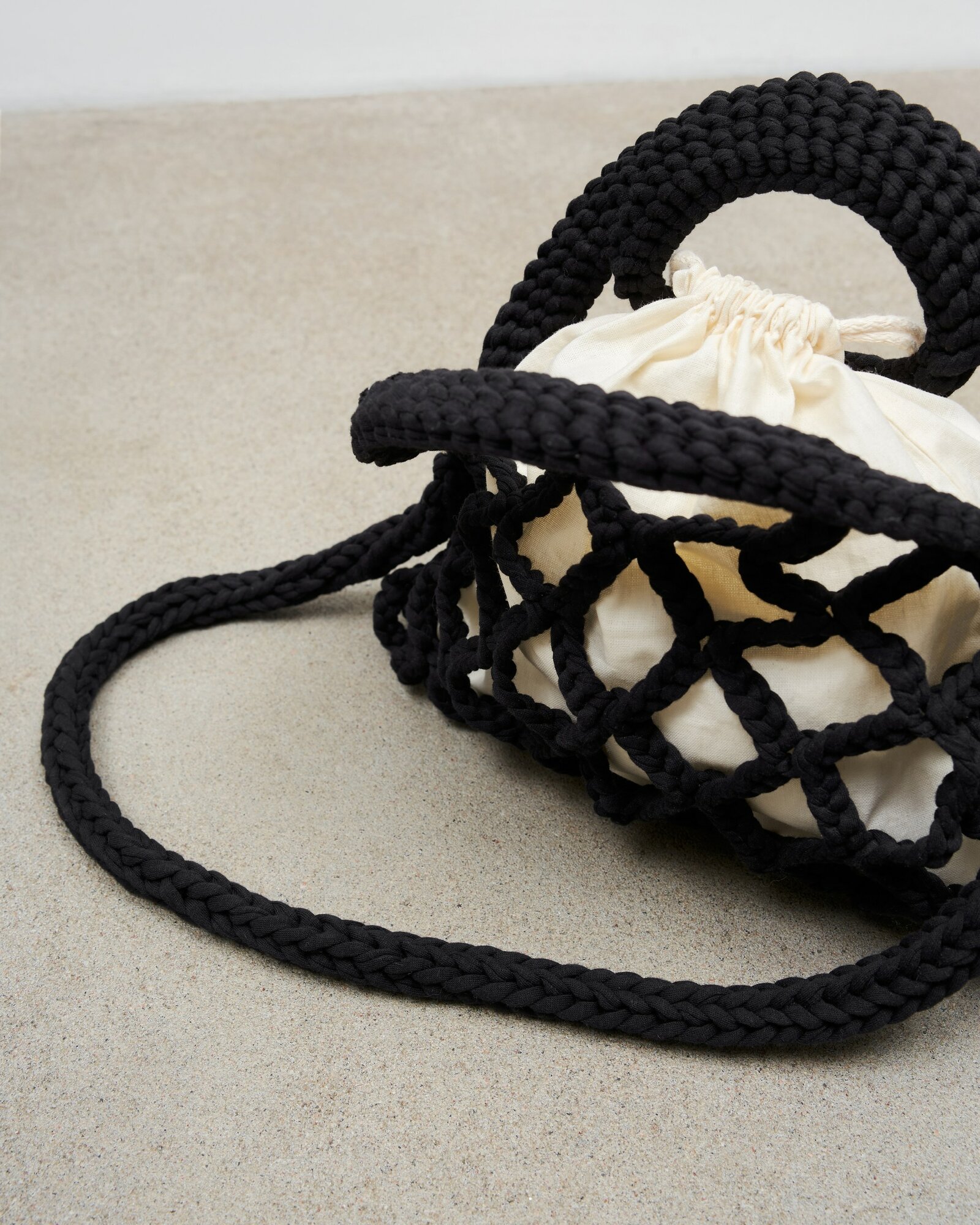 Сумка авоська USACH, фактура вязаная, черный — фото 1