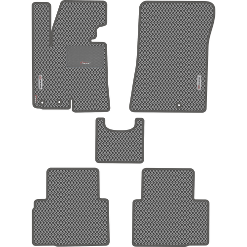 фото Автомобильные коврики eva для kia sportage iii (2010-2015), с каучуковым подпятником и 2 эмблемами kia, серые с серым кантом, ячейка - ромб carstar