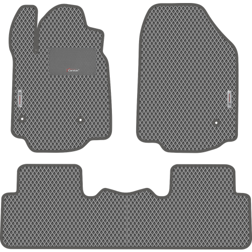 фото Автомобильные коврики eva для honda pilot ii (2008-2015), с каучуковым подпятником и 2 эмблемами honda, серые с серым кантом, ячейка - ромб carstar
