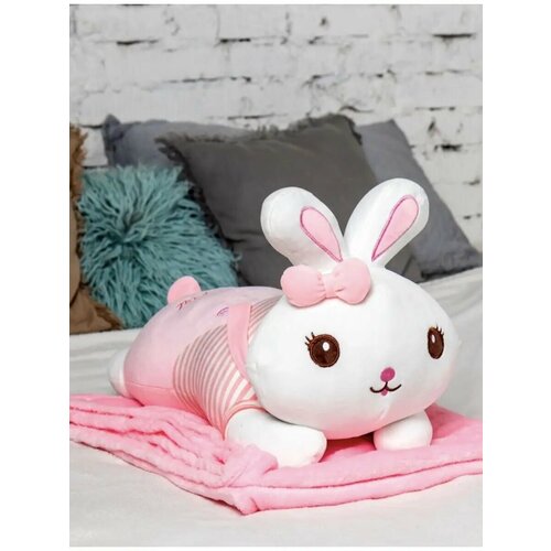 Мягкая игрушка с пледом внутри кролик зайка кот батон