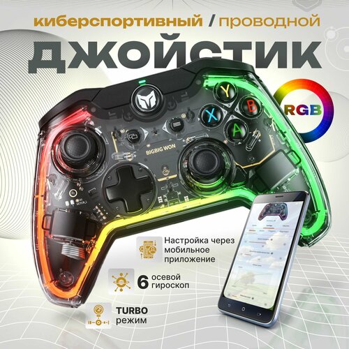 Геймпад Rainbow Lite проводной с RGB подсветкой для ПК/PC и Switch / Джойстик для ПК/PС / Контроллер для ПК/PC