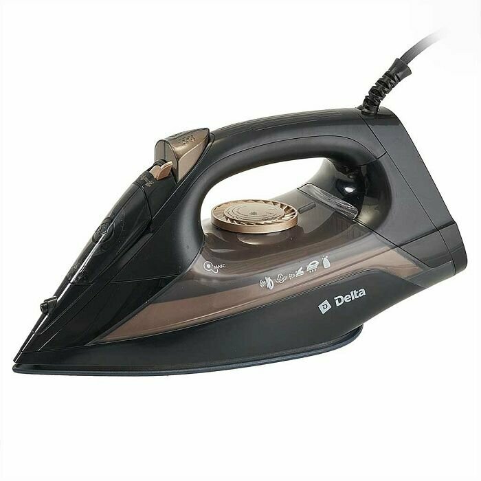 Утюг электрический Delta DL-152, керамическая подошва, самоочистка, черный с золотым
