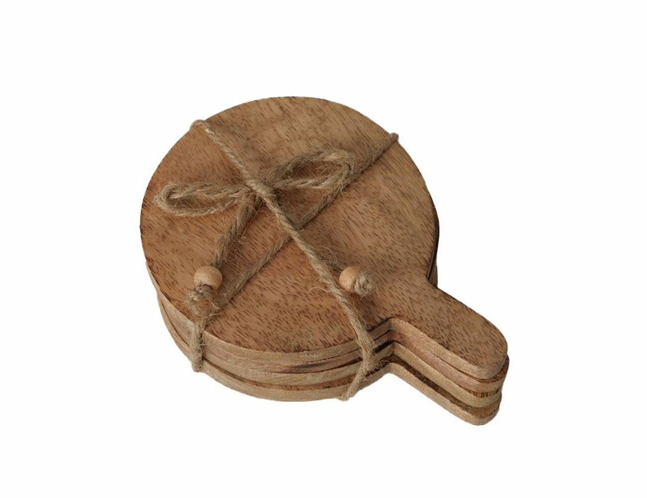 Набор досок для подачи закусок, круглые, дерево, 15 см, 4 шт, Boltze