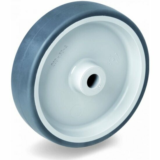 Колесо Tellure Rota 711102 под ось  диаметр 100мм  грузоподъемность 100кг  термопластичная серая резина  полипропилен
